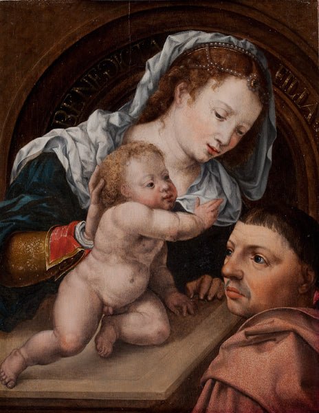 Virgin and Child with a Donor, vintage artwork by Jan Gossaert, A3 (16x12") Poster Print