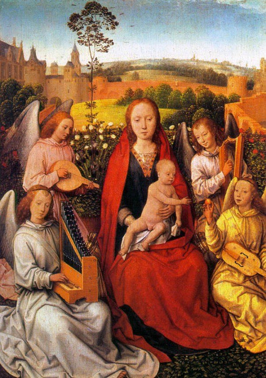 Virgin and Child with Musician Angels, vintage artwork by Hans Memling, A3 (16x12") Poster Print