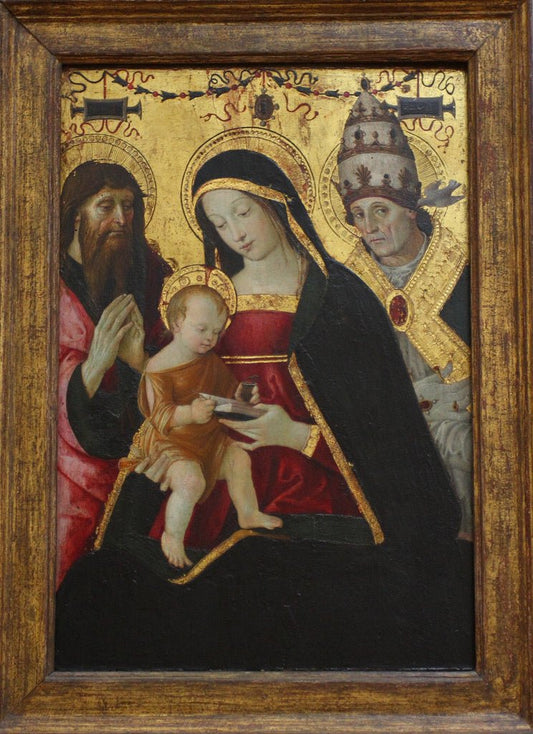 Virgin and Child with Saint Gregory and Saint Jerome, vintage artwork by Pinturicchio, A3 (16x12") Poster Print