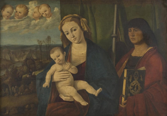 Virgin and Child with Saint James the Great, vintage artwork by Marco Basaiti, A3 (16x12") Poster Print