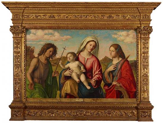 Virgin and Child with Saint John the Baptist and Saint Catherine, vintage artwork by Cima da Conegliano, A3 (16x12") Poster Print