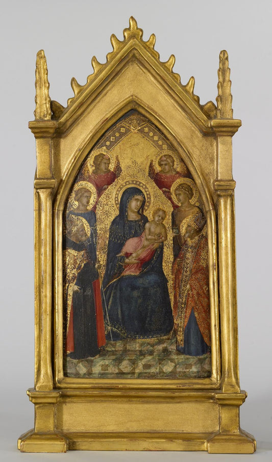 Virgin and Child with Saints and Angels, vintage artwork by Pietro Lorenzetti, A3 (16x12") Poster Print