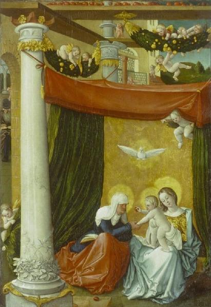 Virgin and Child with St. Anne (Anna Selbdritt), vintage artwork by Hans Baldung, A3 (16x12") Poster Print