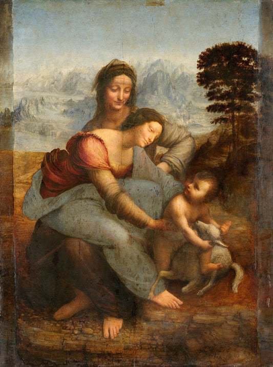 Virgin and Child with St. Anne by Leonardo da Vinci, vintage art, modern poster print