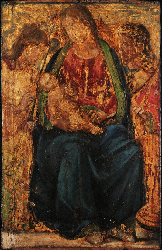 Virgin and Child with the Archangel Gabriel and an Unidentified Saint, vintage artwork by Luca Signorelli, A3 (16x12") Poster Print