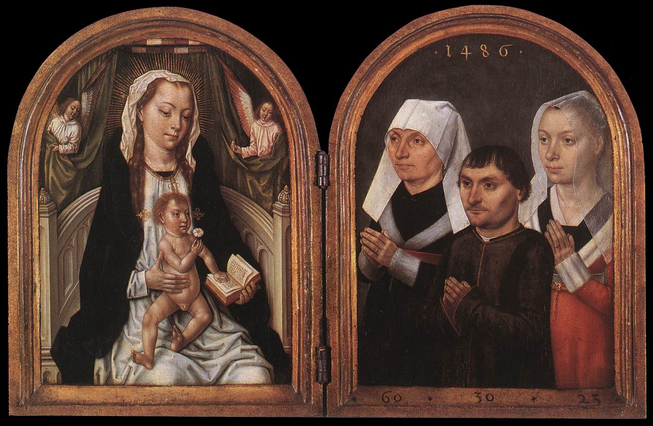 Virgin and Child with Three Donors (diptych), vintage artwork by Master of the legend of St Ursula, A3 (16x12") Poster Print