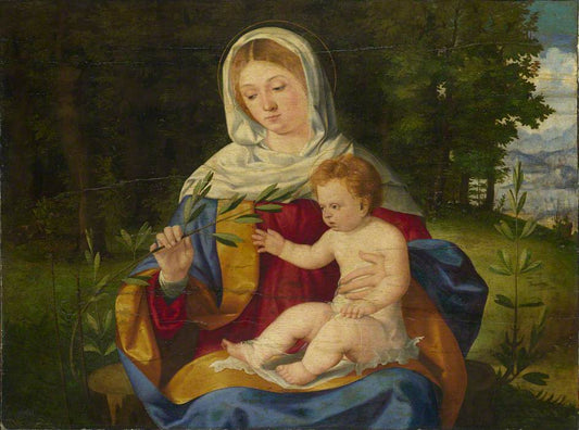 Virgin and Cjild with a Shoot of Olive, vintage artwork by Andrea Previtali, A3 (16x12") Poster Print