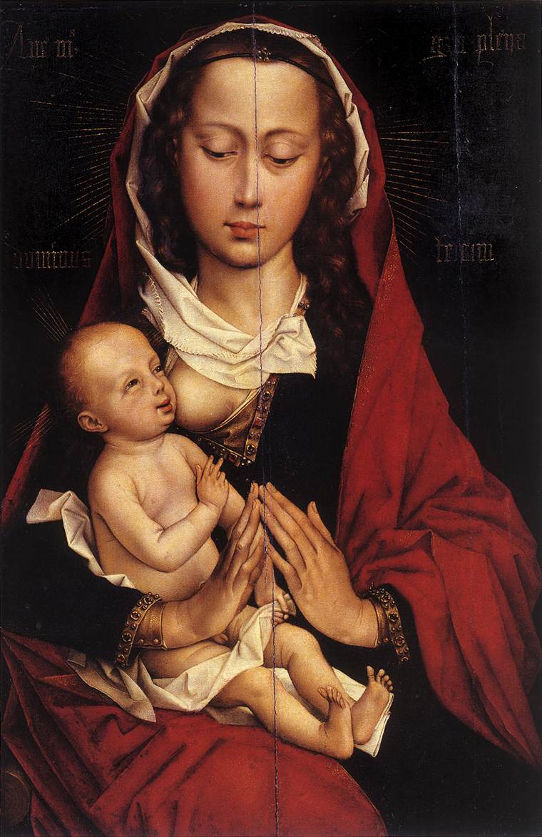 Virgin and Infant (left wing of Laurent Froimont Dyptych), vintage artwork by Rogier van der Weyden, A3 (16x12") Poster Print