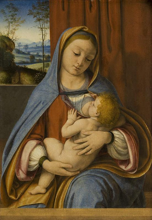 Virgin Nursing the Christ Child (Virgo Lactans), vintage artwork by Attributed to Andrea Solario, A3 (16x12") Poster Print