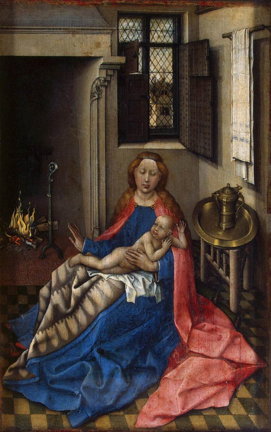Virgin of the Hearth (Detail from Diptych of the Trinity and the Virgin of the Hearth), vintage artwork by Robert Campin, A3 (16x12") Poster Print