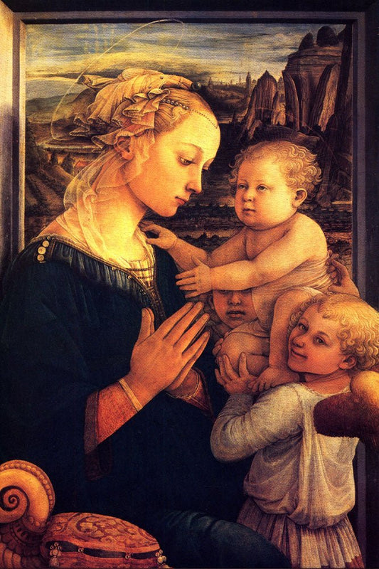 Virgin with Chilrden, vintage artwork by Filippino Lippi, A3 (16x12") Poster Print