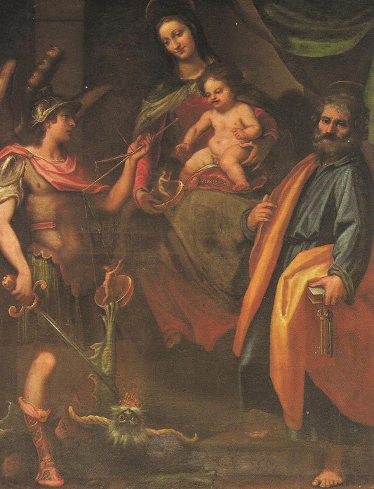 Virgin with Sanits, vintage artwork by Lodovico Cardi, 12x8" (A4) Poster