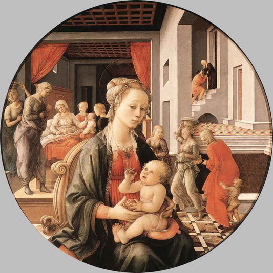 Virgin with the Child and Scenes from the Life of St Anne, vintage artwork by Fra Filippo Lippi, A3 (16x12") Poster Print