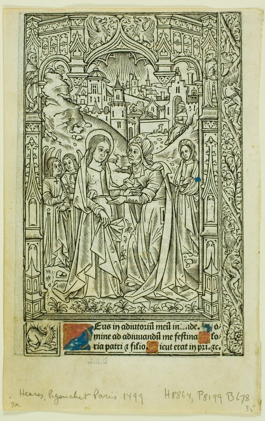 Visitation, from Book of Hours by  Philippe Pigouchet (French, active 1488-1518),23x16"( A2 size ) Poster Print