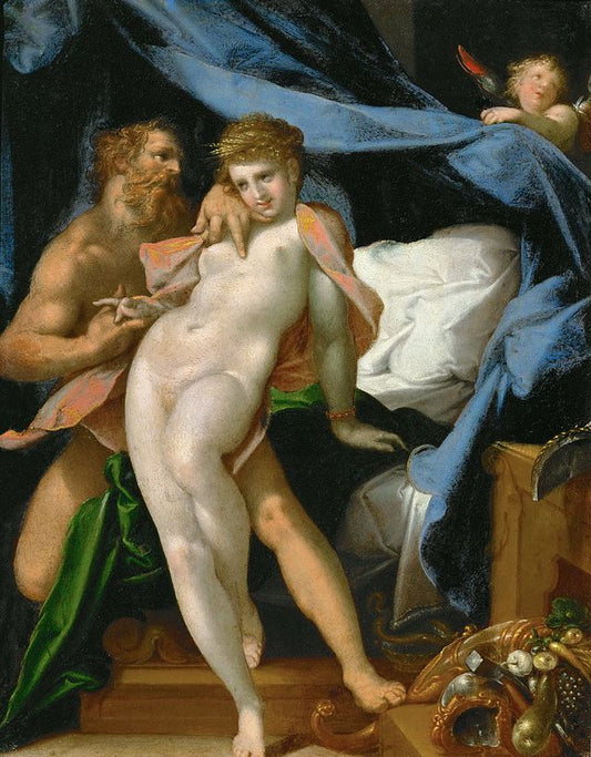 Vulcan and Maia, vintage artwork by Bartholomaeus Spranger, 12x8" (A4) Poster