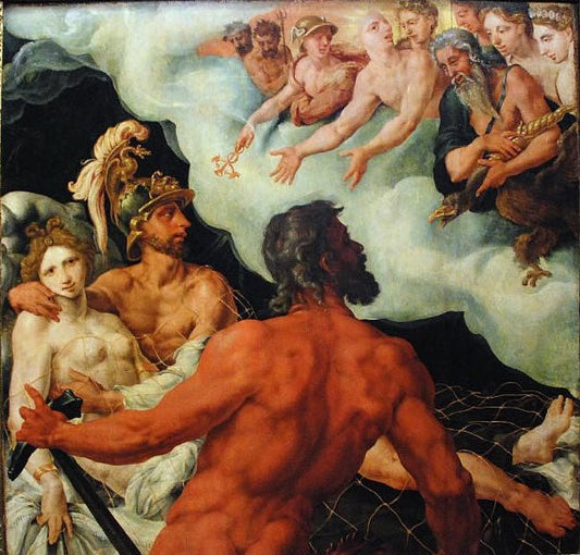 Vulcan, Venus and Mars, vintage artwork by Maerten van Heemskerck, A3 (16x12") Poster Print