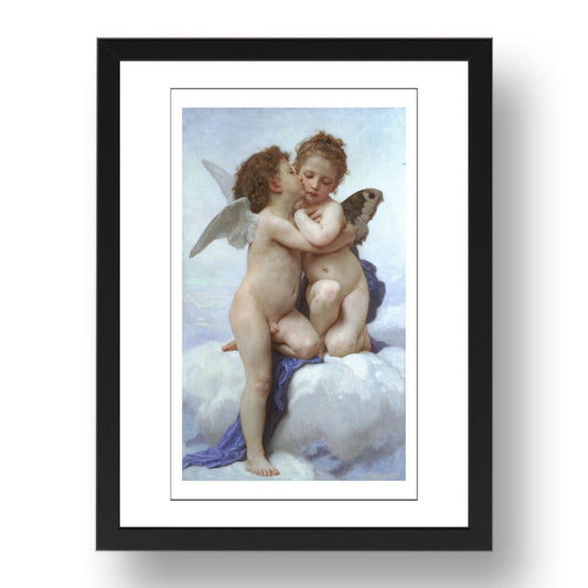 WA Bouguereau - L'Amour et Psyché, [1890], vintage artwork in A3 (17x13") Black Frame