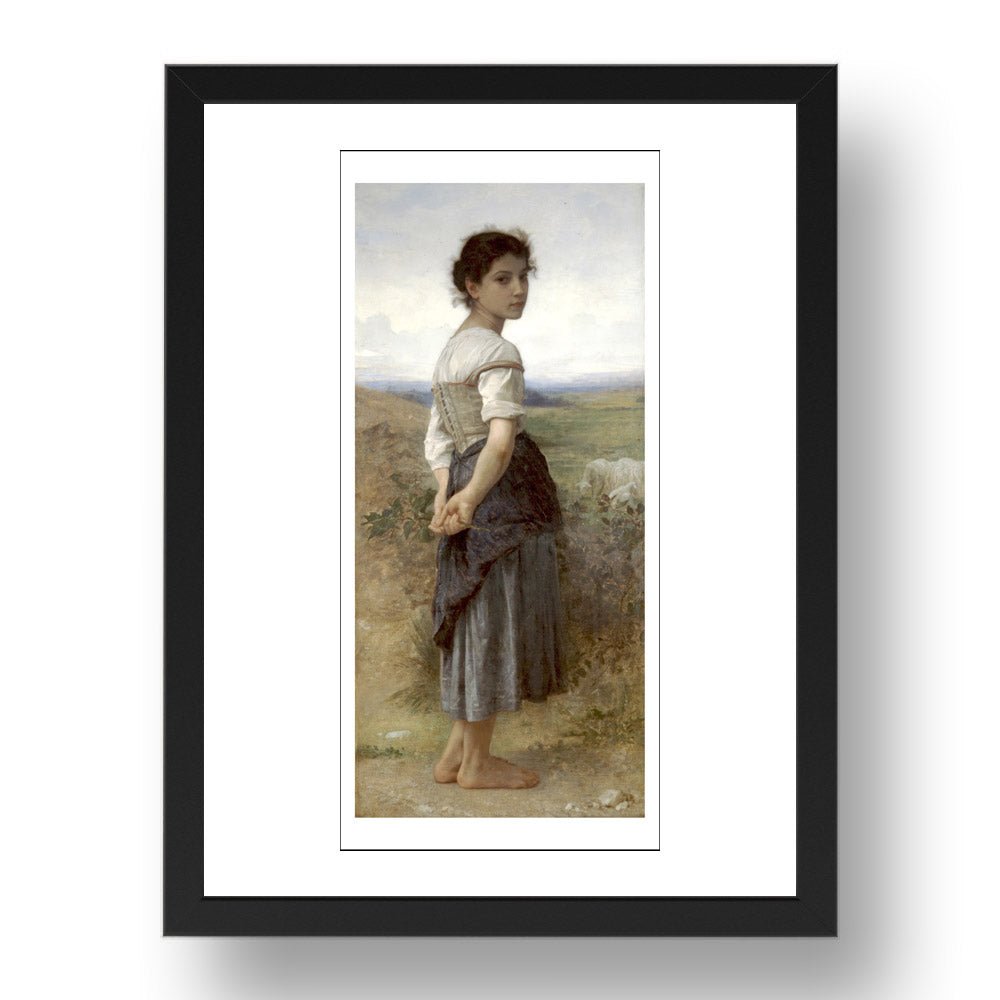 WA Bouguereau - The Young Shepherdess [1885], vintage artwork in A3 (17x13") Black Frame