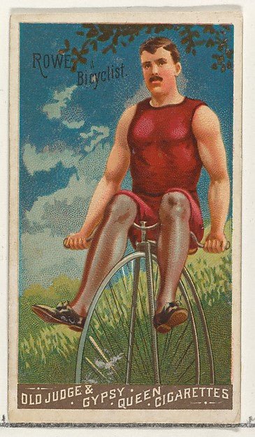 :W.A. Rowe Bicyclist from the Goodwin Champion series for Old Judge and Gypsy Queen Cigarettes 1888, vintage artwork, 16x12"(A3) Poster Print