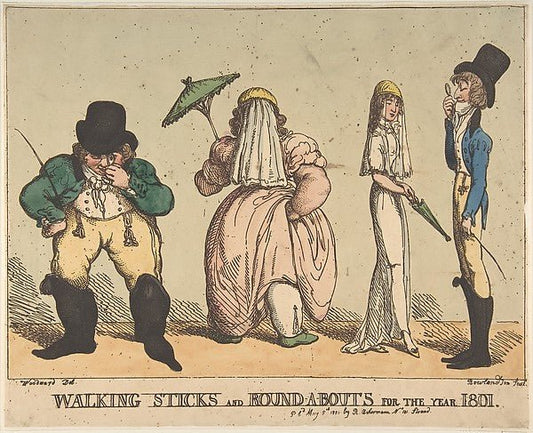 Walking Sticks and Round-A-Bouts for the Year 1801 May 8, 1801, vintage art, A3 (16x12") Poster Print