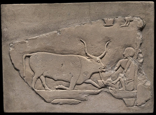 Wall Fragment from a Tomb Depicting a Herdsman by  Egyptian; Sakkara,23x16"( A2 size ) Poster Print
