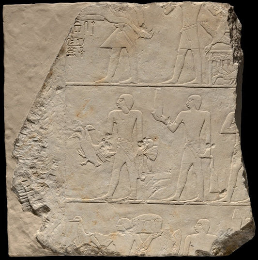 Wall Fragment from a Tomb Depicting Offering Bearers by  Egyptian,23x16"( A2 size ) Poster Print