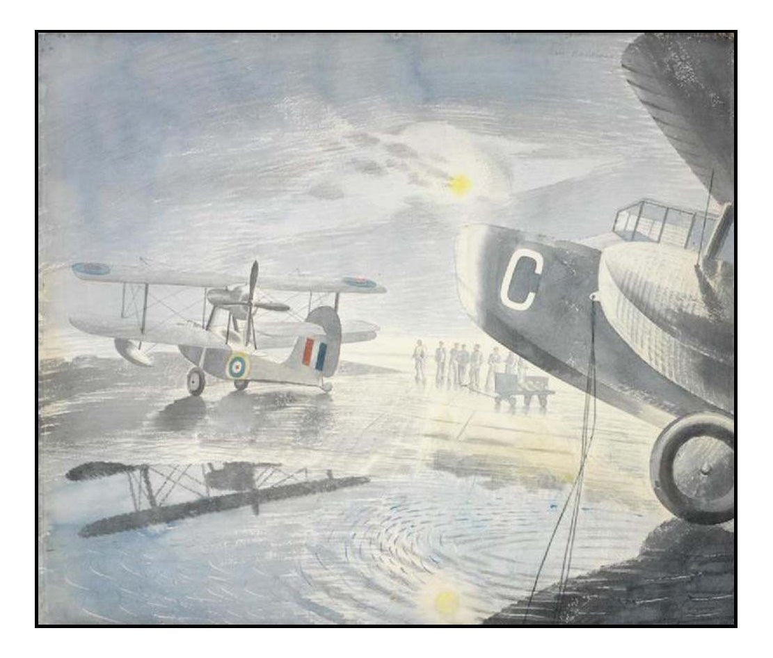 Walrus aircraft 1941 - by WW2 War Artist Captain Eric Ravilious, A4 size (8.27 × 11.69 inches) Poster