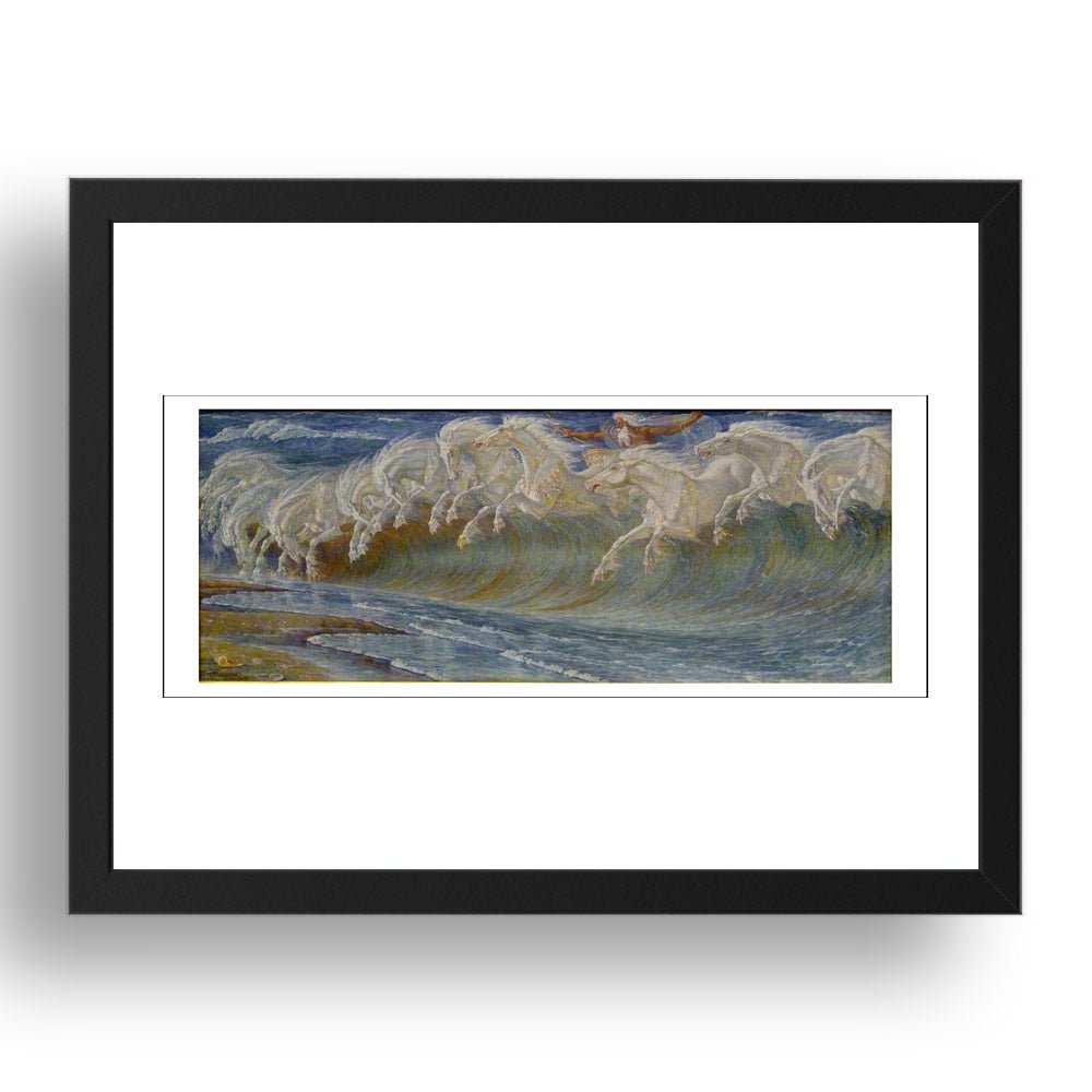 Walter Crane - Neptune's Horses [1892], vintage artwork in A3 (17x13") Black Frame
