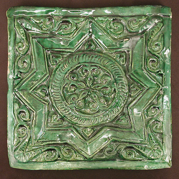 :Green Tile with Star Design 12th–13th century-16x12"(A3) Poster