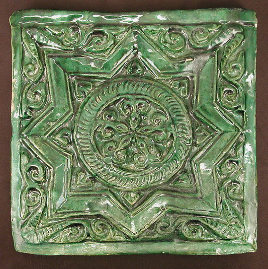 :Green Tile with Star Design 12th–13th century-16x12"(A3) Poster