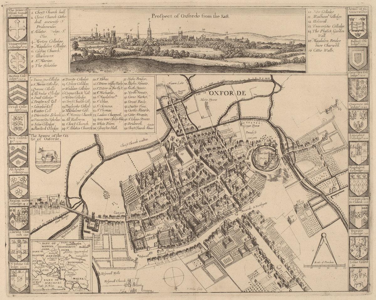 Wenceslaus Hollar after D. Gage:Prospect of Oxford,16x12"(A3) Poster