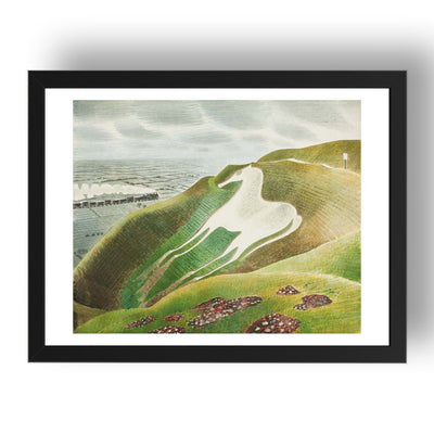 Westbury Horse (White Horse hill figure Salisbury Plain Wiltshire) by Eric Ravilious, 17x13" Frame