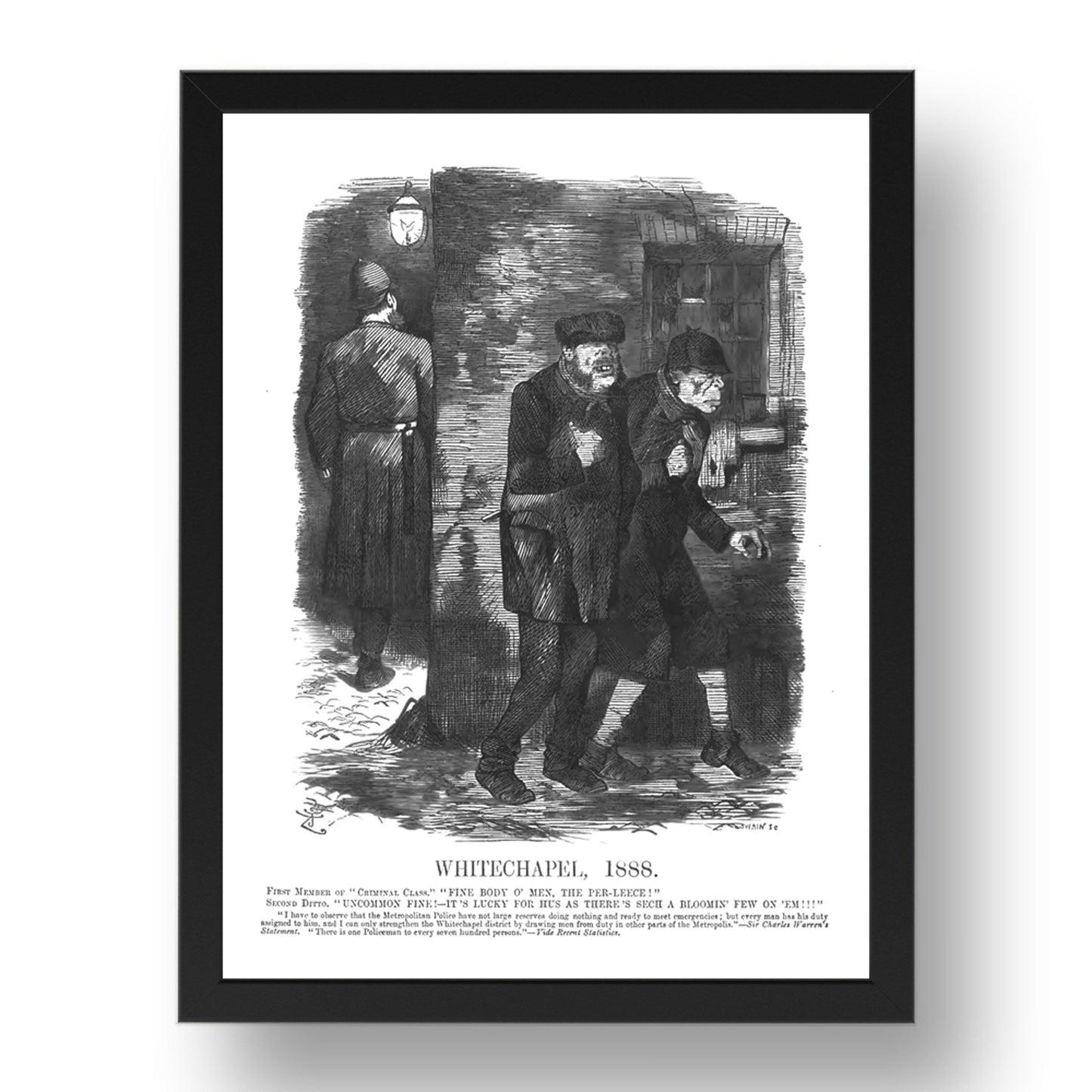 whitchapel 1888, vintage historic poster in 17x13"(A3) Frame