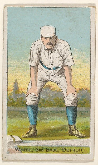 :White 3rd Base Detroit from the "Gold Coin" Tobacco Issue 1887, vintage artwork, 16x12"(A3) Poster Print