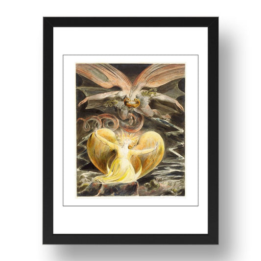 William Blake - The Great Red Dragon & Woman , vintage artwork in A3 (17x13") Black Frame
