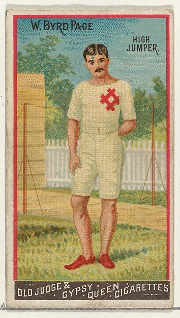 :William Byrd Page High Jumper from the Goodwin Champion series for Old Judge and Gypsy Queen Cigarettes 1888, vintage artwork, 16x12"(A3) Poster Print