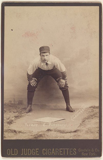 :William Charles Farmer Catcher Pittsburgh from the series Old Judge Cigarettes 1888, vintage artwork, 16x12"(A3) Poster Print