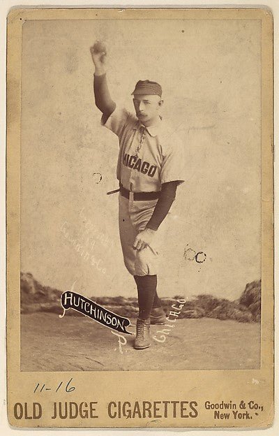 :William Forest "Wild Bill" Hutchinson Pitcher Chicago from the series Old Judge Cigarettes 1889, vintage artwork, 16x12"(A3) Poster Print