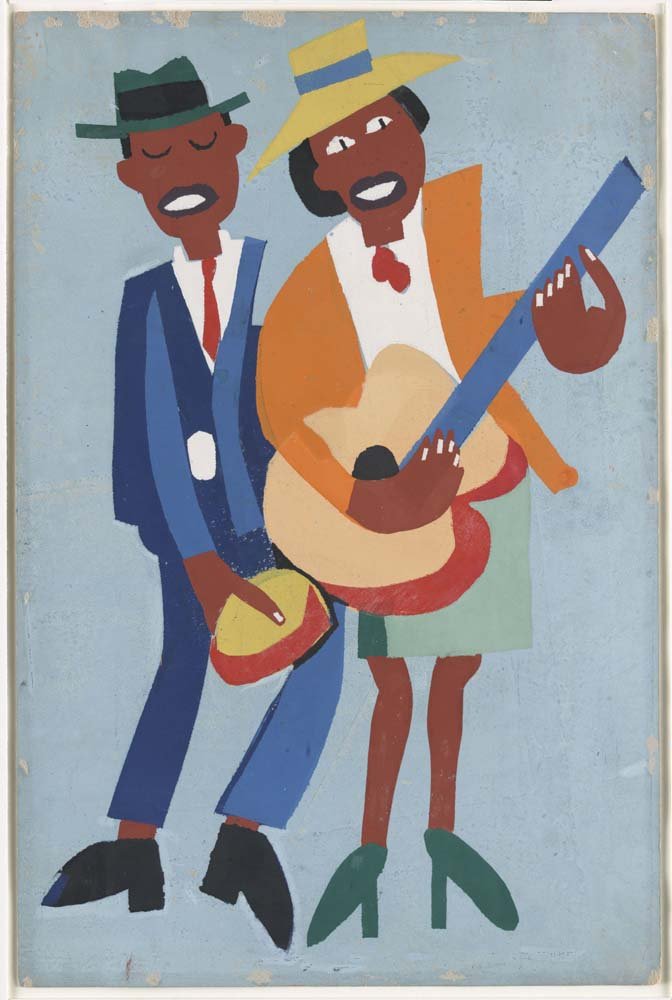 William H. Johnson - Blind Singer, vintage art, A3 (16x12")  Poster Print 