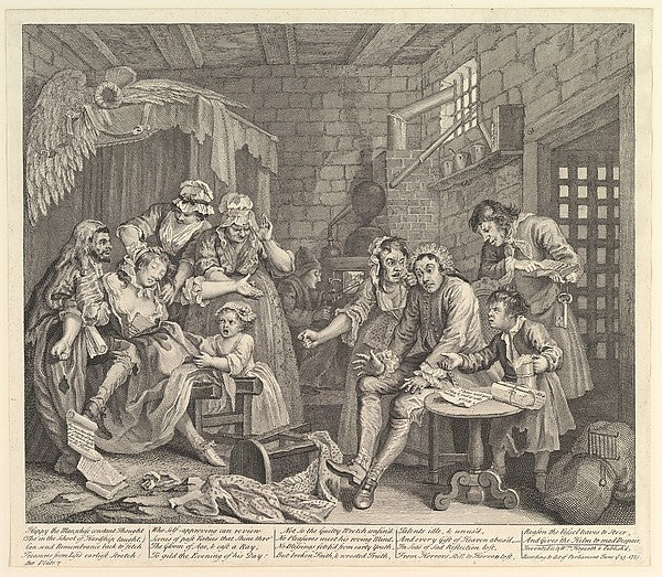 William HogarthA Rake's Progress Plate 7 June 25, 1735-16x12"(A3) Poster
