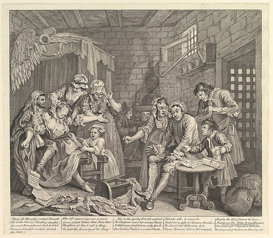 William HogarthA Rake's Progress Plate 7 June 25, 1735-16x12"(A3) Poster
