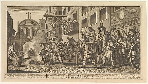 William Hogarth:Burning the Rumps at Temple Bar 1725–68-16x12"(A3) Poster