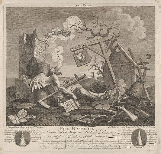 William Hogarth:Tailpiece or The Bathos March 3, 1764, vintage artwork, 16x12"(A3) Poster Print