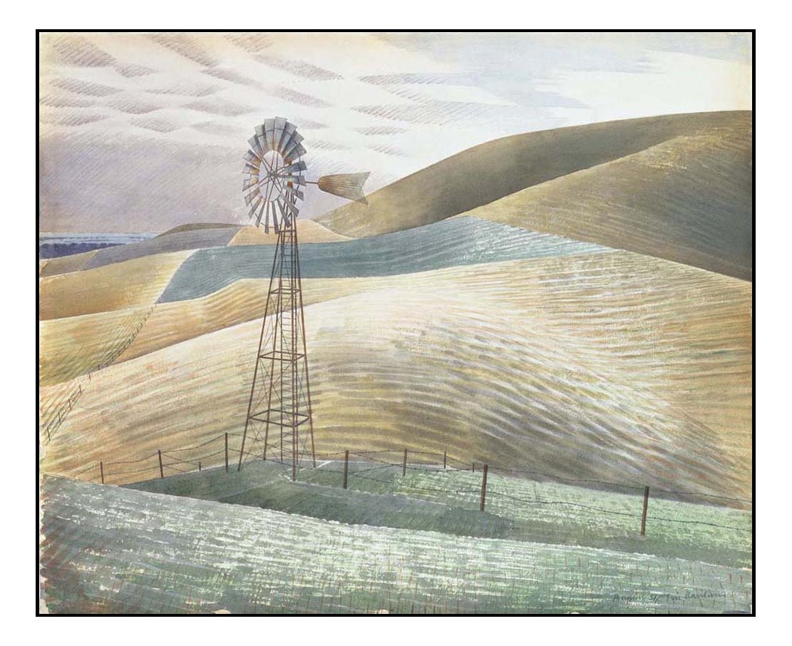 Windmill (1934) by Eric Ravilious, vintage art, A3 (16x12") Poster Print
