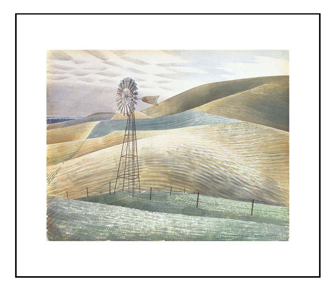 Windmill - 1935 by Eric Ravilious, vintage art, A3 (16x12") Poster Print