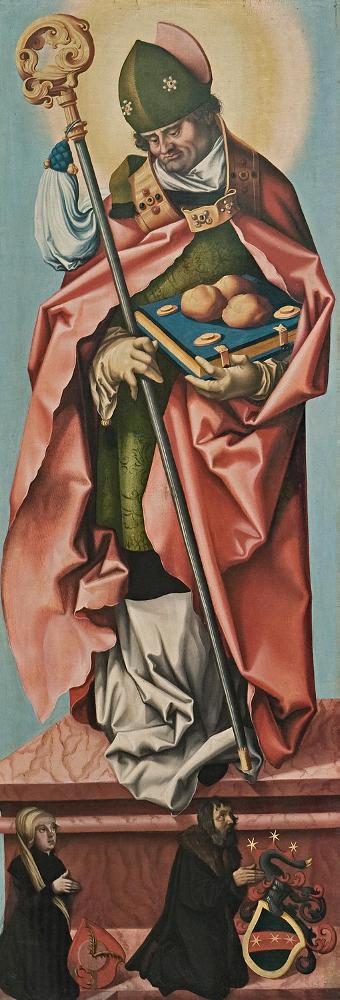 Winged Altarpiece of St John the Baptist: St. Nicholas, vintage artwork by Hans Baldung, A3 (16x12") Poster Print