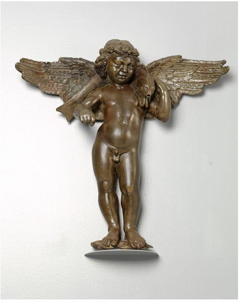Winged Putto with a Fantastic Fish, vintage artwork by Donatello, A3 (16x12") Poster Print