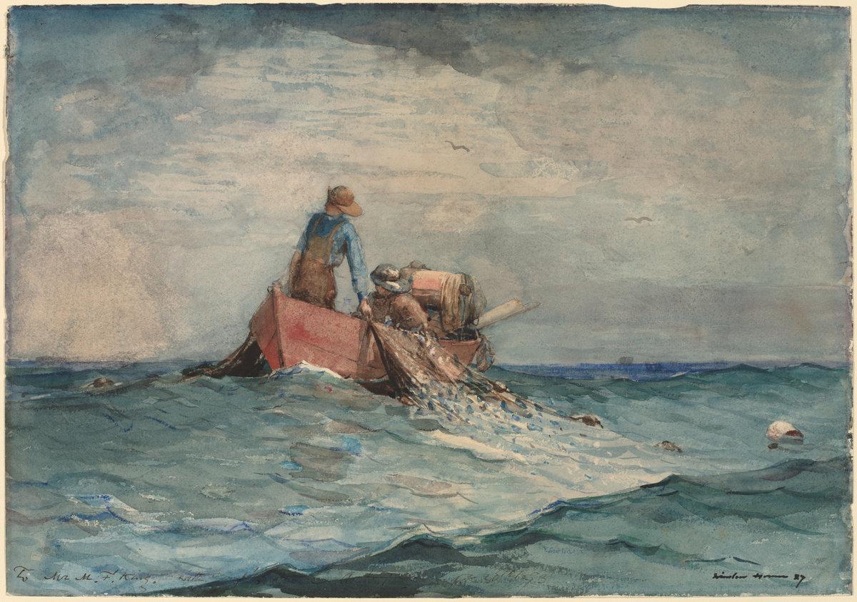 Winslow Homer:Hauling in the Nets,16x12"(A3) Poster