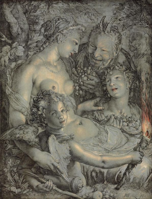 Without Ceres and Bacchus, Venus Would Freeze, vintage artwork by Hendrick Goltzius, A3 (16x12") Poster Print