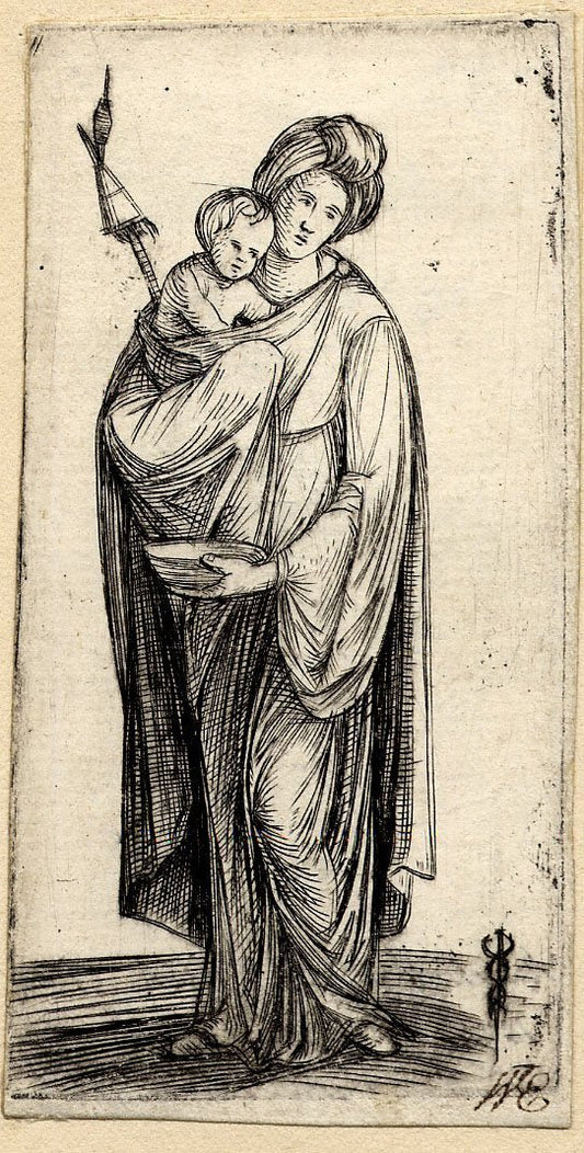 Woman and Child with Distaff, vintage artwork by Jacopo de' Barbari, A3 (16x12") Poster Print